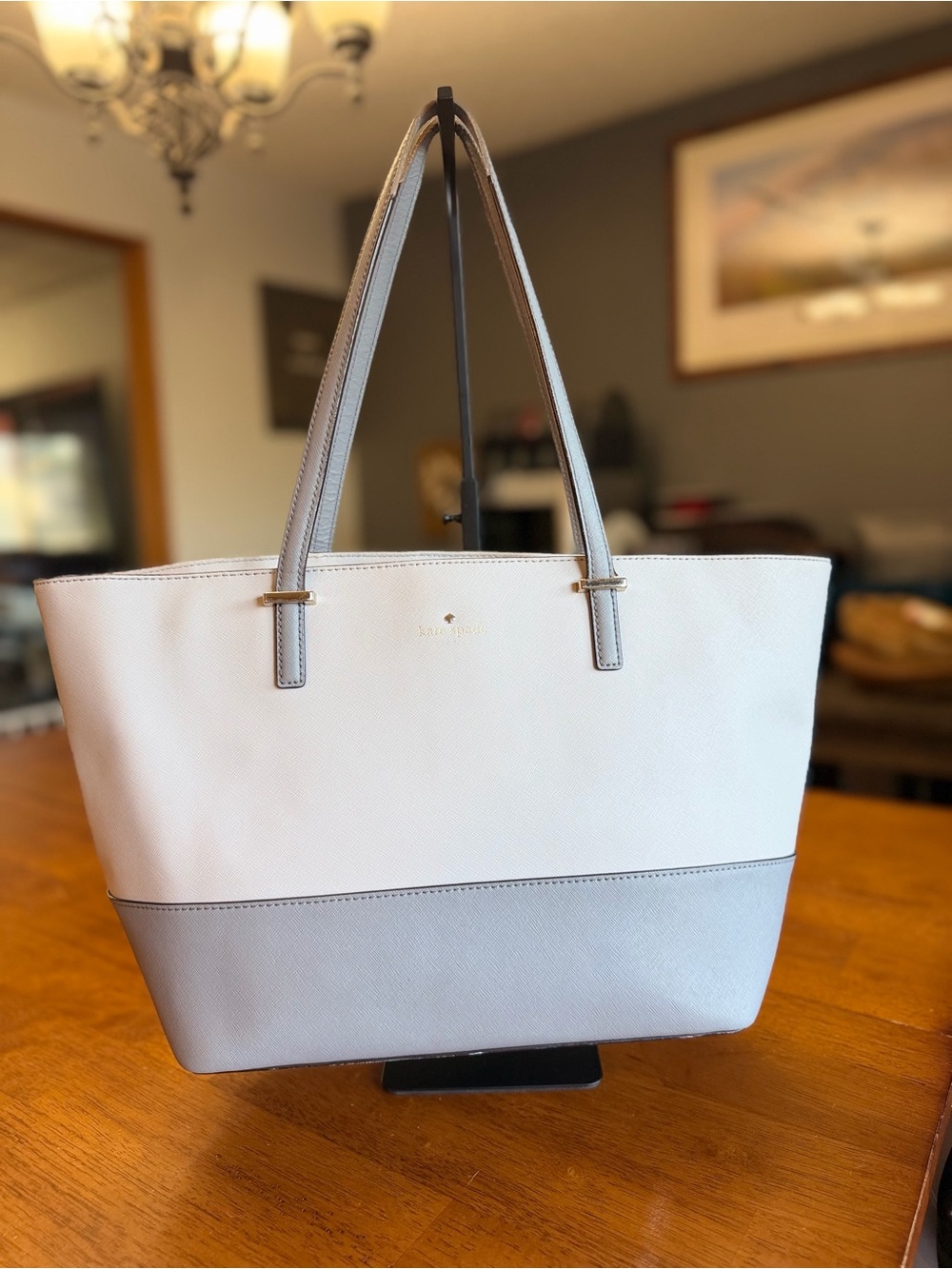 Kate Spade Cream & Gray Saffiano Tote | Colorblock